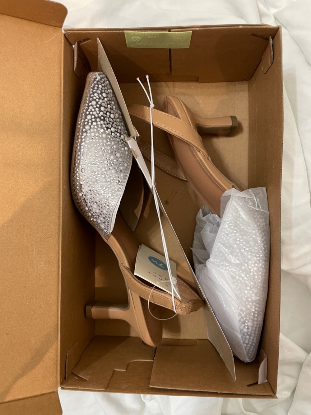 •A NEW DAY• “Isabel” Embellished Slingback Kitten Heels - Clear size 7.5 // NIB - Picture 13 of 16
